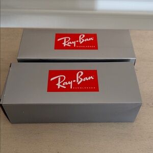 Ray-Ban Gray Sunglasses Box with Red Logo